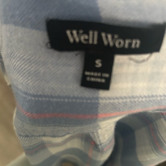 Well Worn Light Blue and White Plaid Shirt - Picture 3 of 5